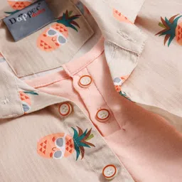 Dapper Dudes Half Sleeves Pineapple Printed Shirt With Attached Tee - Fawn image 4