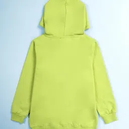 Kiddopanti Fleece Knit Pack of 2 Full Sleeves Space Theme & Typography Printed Light Winter Hoodies - Dull Grey & Neon Green image 5
