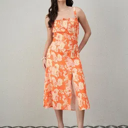 Kibo Floral Print Crepe A-Line Midi Dress-picture-38