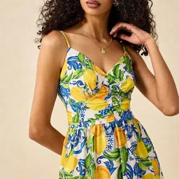Outzidr Tropical Print Fit & Flare Midi Dress image 2