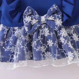 Mark & Mia Full Sleeves Top & Pant Set With Bow Applique - Blue image 5