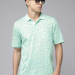 ColorPlus Floral Printed Polo Collar Classic Fit Pure Cotton T-shirt-picture-14