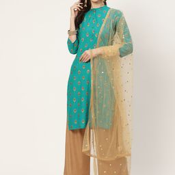Studio Shringaar Gold-Toned Embroidered Dupatta-picture-35