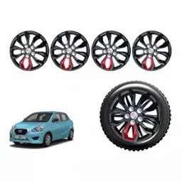 Auto Pearl Blk08 R13 Press Type Wheel Hubcap with Retention Ring 33.02 cm (13 Inch) for Datsun Datsun GO Datsun GO T CVT Petrol (Pack of 4 Pcs)-picture-22