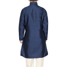 SG YUVRAJ Boys Navy Blue Kurta with Pyjamas image 4