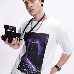 Kook N Keech Men Darth Vader Printed Drop-Shoulder Sleeves Oversized Pure Cotton T-shirt-picture-41