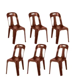 Maharaja Crysta Stylish Heavy Duty Armless Plastic Cafeteria Chair Metallic Brown (Set of 6)-picture-45