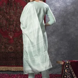 GoSriKi Women Floral Yoke Design Regular Kurta with Trousers & With Dupatta image 5