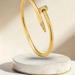 RKB Sales Women Cubic Zirconia Antique Gold-Plated Cuff Bracelet-picture-21