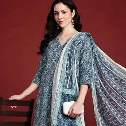 Anouk Ethnic Motifs Printed Pure Cotton Kurta with Trousers & With Dupatta-picture-36