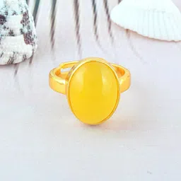 Missmister Unisex Gold-Plated Cats Eye Lehsuniya-Studded Adjustable Finger Ring-picture-41
