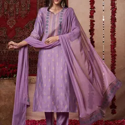 Anni Designer Floral Printed Notch Neck Straight Kurta With Trousers And Dupatta-picture-31
