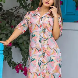Moda Rapido Printed Lapel Collar Kurta With Printed Trousers Co-Ords image 3