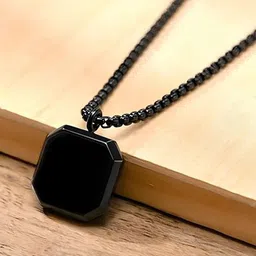 AGARWALPRODUCT Men Stainless Steel Square Shaped Pendant With Chain-picture-54