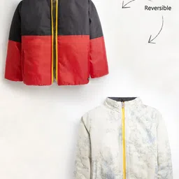 Cherry Crumble By Nitt Hyman Full Sleeves Woven Colour Block & Vintage Foral Printed Reversible Jacket - Multi Colour-picture-22