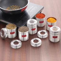 HAZEL Stainless Steel Kitchen Containers 300ml Set of 6 with Transparent See-Through Lid | Airtight Spice & Storage Jars for Kitchen-picture-13