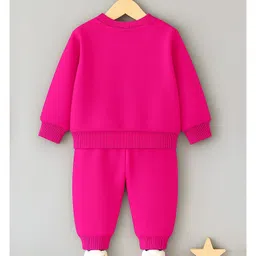 KUCHIPOO Fleece Knit Mickey & Friends Featuring Full Sleeves Minnie Mouse Printed Sweatshirt & Joggers Set - Pink image 3