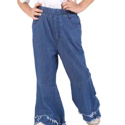 budding bees Budding Bee Distressed Hem  Detailed Denim Pant - Blue image 4