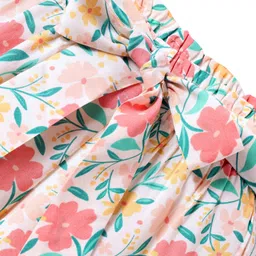 CrayonFlakes Floral Printed Belted Palazzo - Offwhite image 4