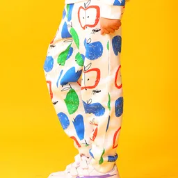 Anthrilo Fleece Knit Fruits Printed Winter Joggers - White image 4