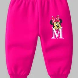 KUCHIPOO Fleece Knit Mickey & Friends Featuring Full Sleeves Minnie Mouse Printed Sweatshirt & Joggers Set - Pink image 4
