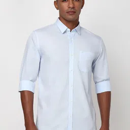 Peter England Casuals Men Spread Collar Solid Cotton Slim Fit Casual Shirt-picture-21