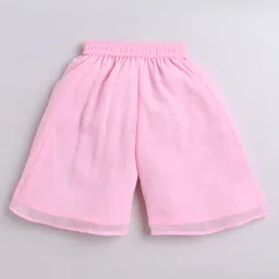 Many frocks & Woven Sleeveless Floral Applique Detailed Sequins Embellished Top & Palazzo Set - Pink image 5