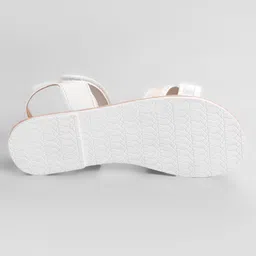 Pine Kids Solid Colored Velcro Closure Party Sandals with Bow - Golden image 5