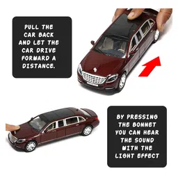 Magicwand 1:24 Scale Die-Cast MayYbach Pullman Pull Back Sedan with Music & Lights 1 Pc Cherry or Black image 5