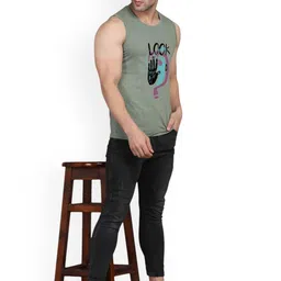 SLOWLORIS Men Pack Of 2 Printed Bio-Wash Combed Cotton Gym Vests image 3