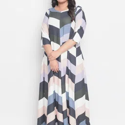 Amydus Women Plus Size Blue & Grey Colourblocked Maxi Dress image 1