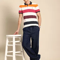 United Colors of Benetton Striped Polo Collar Pure Cotton T-shirt image 4