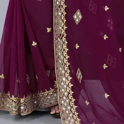 DISHA FASHION Emberoidered Embellished Mirror Work Banarasi Saree image 4