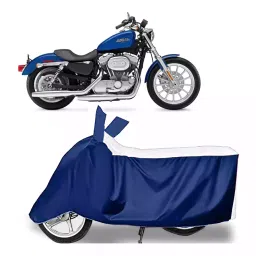Auto Pearl Bike Cover for Harley Davidson XL 883 (White & Blue)-picture-21