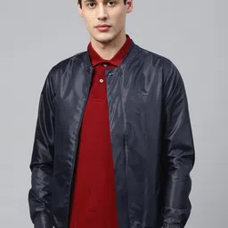 Van Heusen Men Navy Blue Solid Tailored Jacket image 1