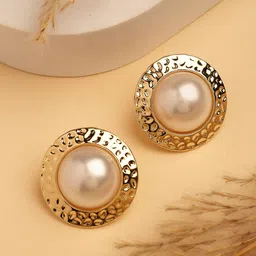 NVR Gold-Plated Contemporary Pearls Stud Earrings-picture-29