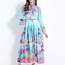 JC Collection Women Floral Printed Flared Sleeve Maxi Dress image 3