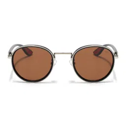 Voyage Unisex Round Polarized Sunglasses Brown Lens with Silver & Black Frame (PMG6674) (56) image 2