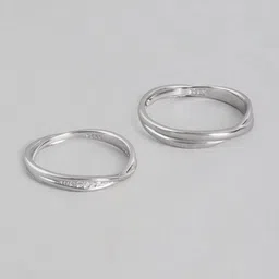 Ringzinnie Set Of 2 Silver Plated Crystal Studded Adjustable Couple Finger Rings image 4