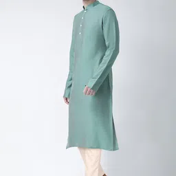 KISAH Mandarin Collar A-Line Kurta with Trousers image 4