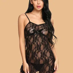 ZERJAMA Women Shoulder Straps Self Design Baby Doll-picture-23