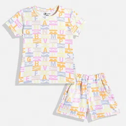 Eteenz Girls Typography Print T-Shirt with Shorts-image-7