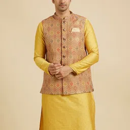 Manyavar Embroidered Woven Nehru Jacket image 4