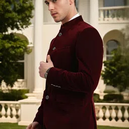 PRINTCULTR Velvet Mandarin Collar Jodhpuri Blazer-picture-31