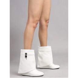 Truffle Collection White Solid Boots-picture-19