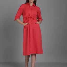 CORSICA Women Striped Lace-Up A-Line Midi Dress-image-67