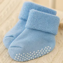 AHC Baby Socks Cotton Breathable Anti Skid Thick Warm Kids Socks - Blue-image-68