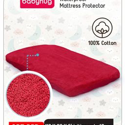 Babyhug Waterproof 100% Terry Cotton Breathable Fitted Mattress Protector Cover- Maroon-picture-28