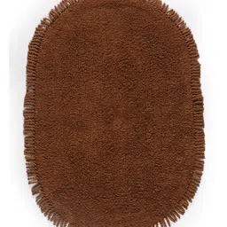 saral home Saralhome Ovel with Fringe Antiskid Bathmat Brown. 50X75 cm-picture-16