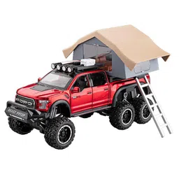 Magicwand 1:24 Scale Die-Cast Raptor Camping Random Color Large with 6 Openable Doors,Pull Back Action, Working Lights Pack of 1-picture-16